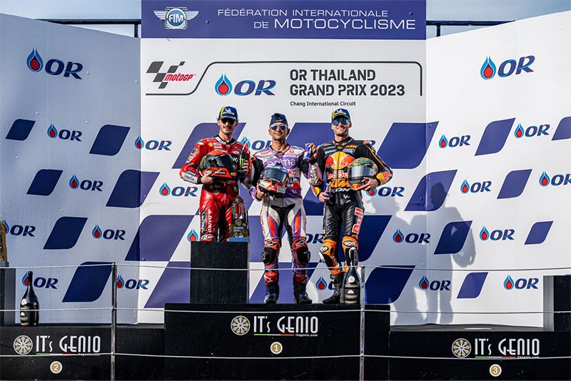 OR Thailand Grand Prix 2023 ประสบความสำเร็จยิ่งใหญ่ "มาร์ติน" ฟอร์มโหดเหมาชัย "ก้อง-สมเกียรติ" สร้างประวัติศาสตร์บิดคว้าโพเดียม โฮมเรซ