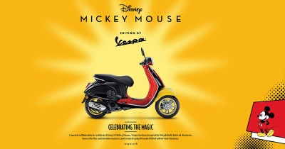 Vespa เปิดตัวรุ่นพิเศษ Disney Mickey Mouse Edition by Vespa สองสุดยอดแบรนด์ขวัญใจคนทั้งโลก ราคา 142,900 บาท