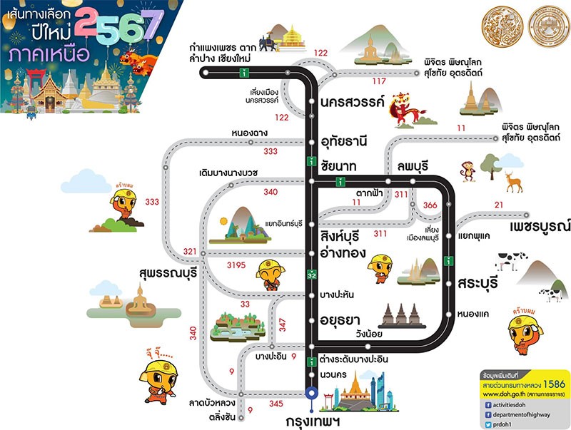 กรมทางหลวง แนะนำเส้นทางเลือกจากกรุงเทพฯสู่ภูมิภาคต่างๆ ช่วงเทศกาลปีใหม่ 2567