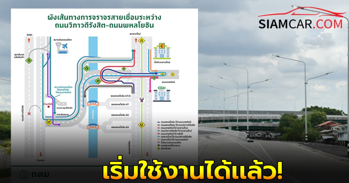 เริ่มใช้งานได้เเล้ว ถนนเชื่อมถนนวิภาวดีรังสิต – ถนนพหลโยธิน - ถนนเทพรักษ์