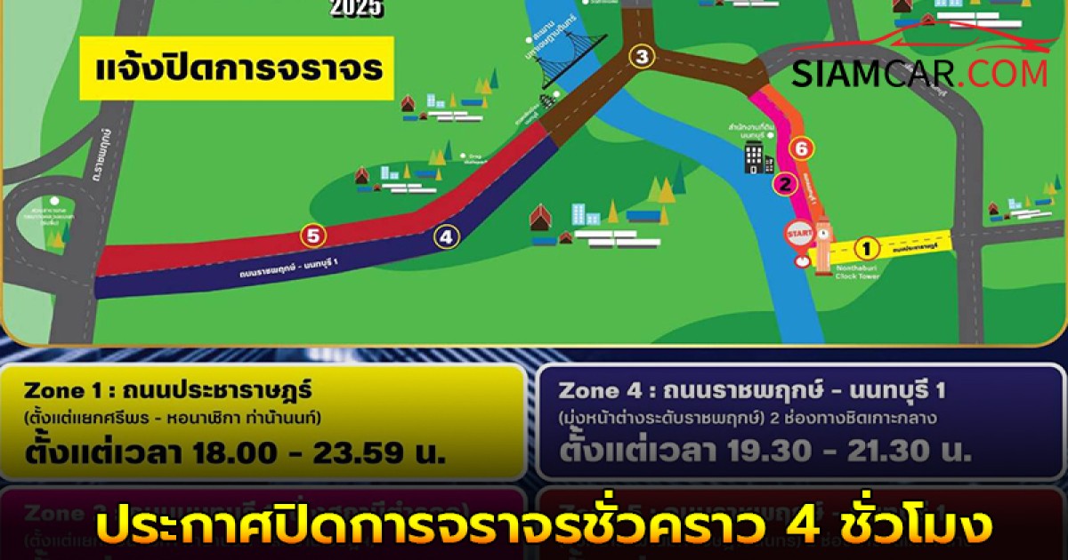 ประกาศปิดการจราจรชั่วคราว 4 ชั่วโมง งานวิ่ง Nonthaburi Night Run 2025 ย่าน นนทบุรี