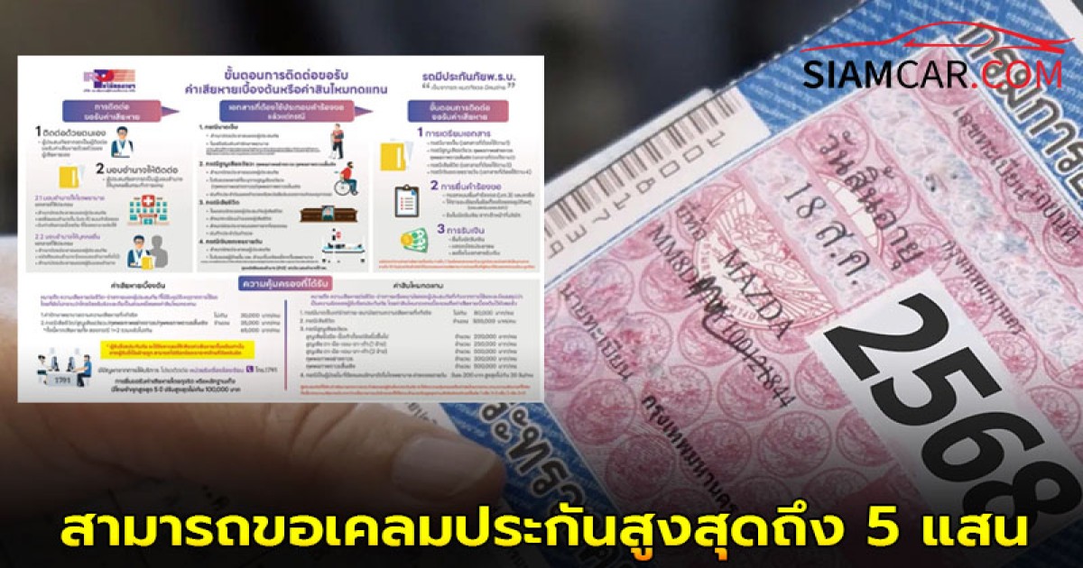 พ.ร.บ.รถยนต์ ทุกปี หากเกิดอุบัติเหตุสามารถขอเคลมประกันสูงสุดถึง 5 แสน